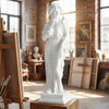 31.5-inch Greek goddess statue with antique finish, featuring a column base, ideal for gardens and art studios.