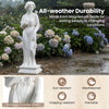 31.5-inch outdoor Greek goddess statue in white with antique finish, weatherproof for garden decoration and focal point.