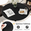 31.5" round black dining table with smooth surface, anti-slip PP ring, ideal for dining rooms and cafes.