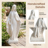 31.5-inch Virgin Mary statue with serene expression, flowing drapery, and stable base for yard or patio decoration.