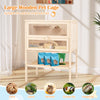 Hamster cage featuring a raised design for easy interaction, anti-deform fir wood, and spacious compartments for small.