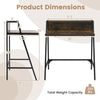 Industrial desk with raised shelf in rustic brown, featuring a metal frame and dimensions of 31.5" x 30" for.