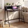 31.5" Industrial Desk with Raised Shelf Metal Frame-Black - Gallery View 1 of 10