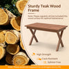 Outdoor teak wood coffee table with slatted tabletop, high-strength design, and crack-resistant for patio or garden use.