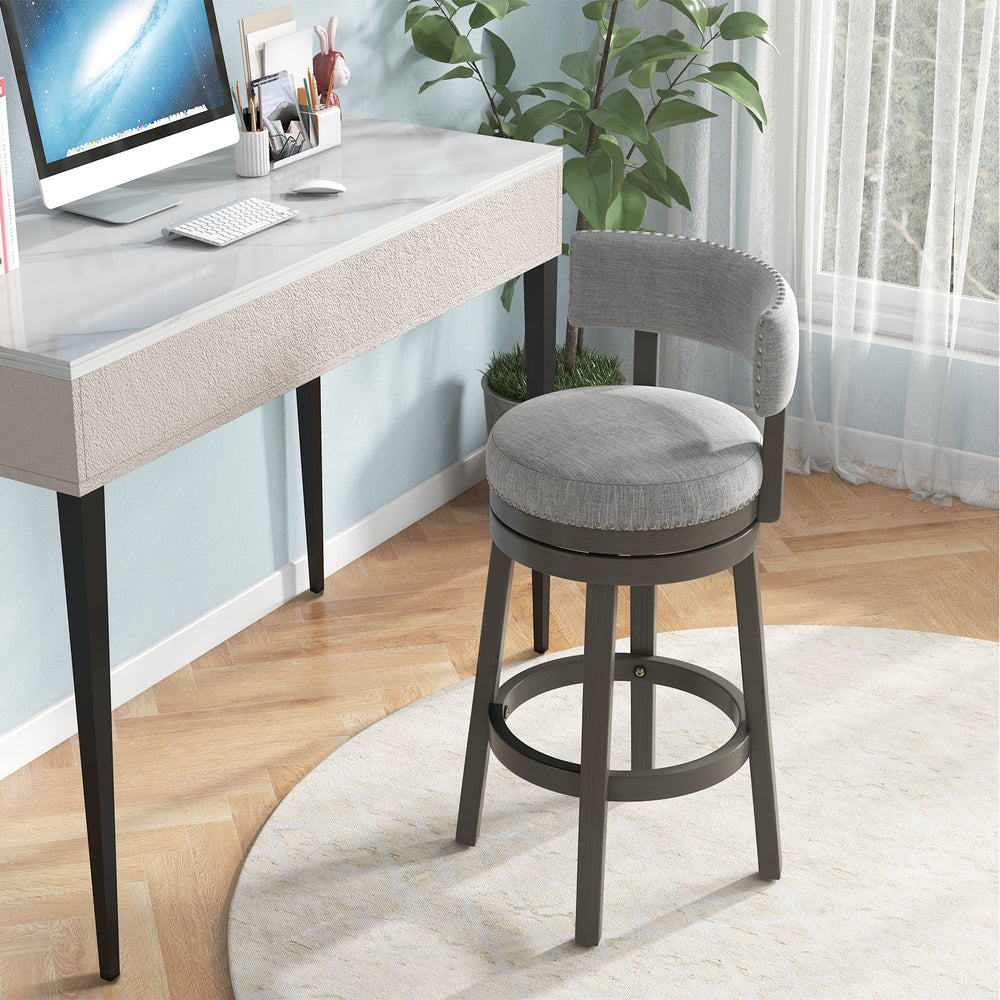 27/31 Inch Swivel Bar Stool with Upholstered Back Seat and Footrest-31 inches - Gallery View 1 of 8