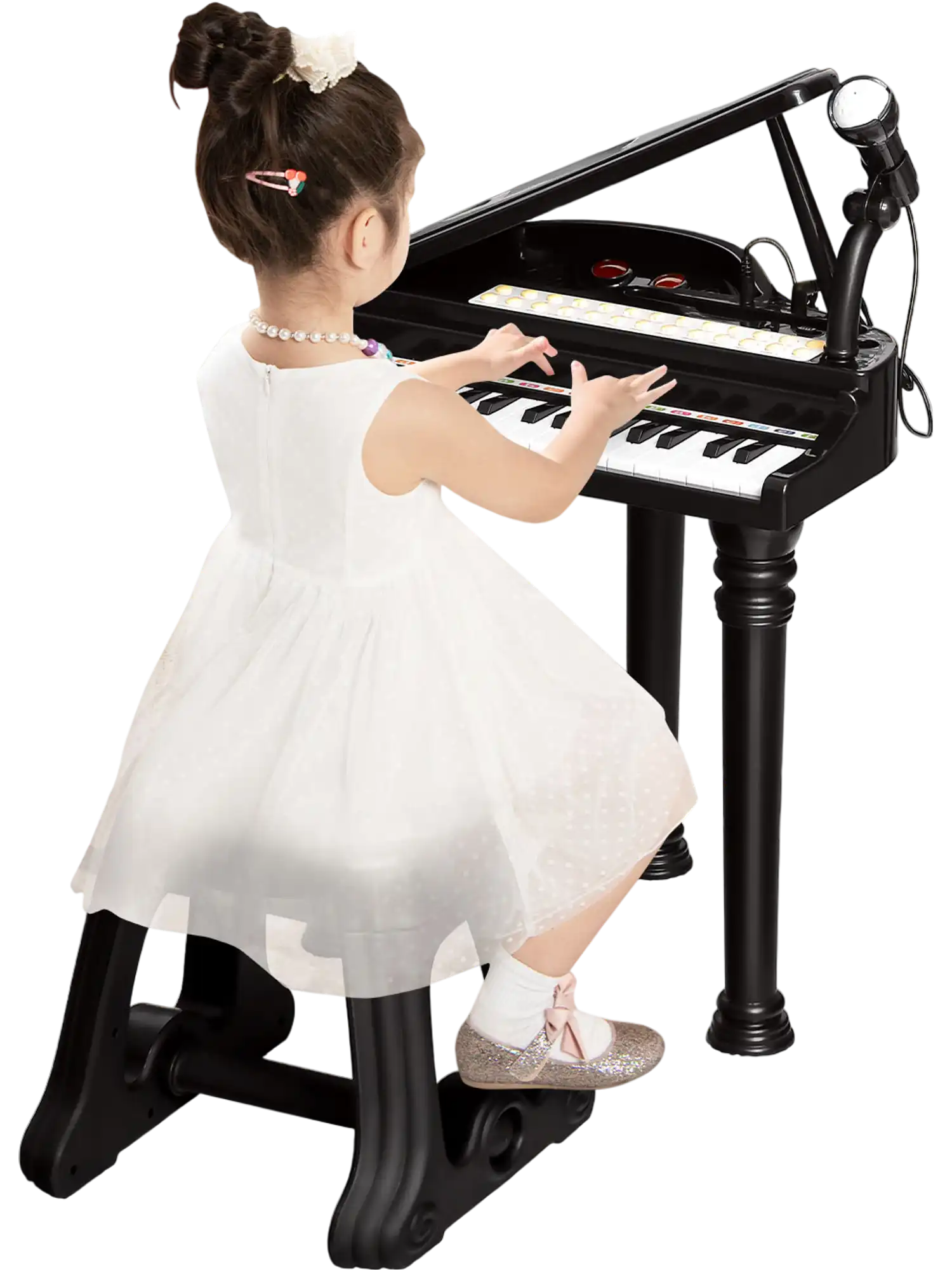 Costway 31-Key Kids Piano Keyboard w/ Stool & Lid Black 36791824 New