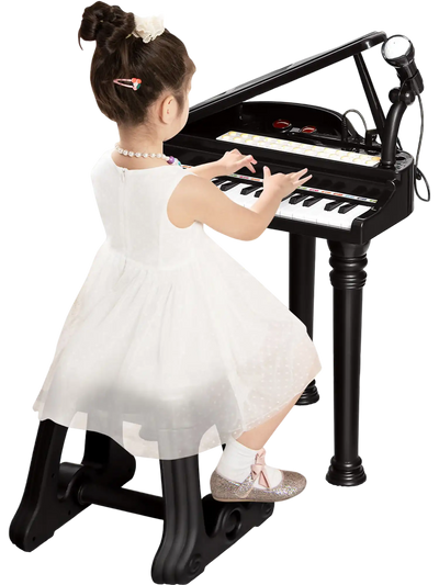 Costway 31-Key Kids Piano Keyboard w/ Stool & Lid Black 36791824 New