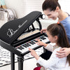 Kids piano keyboard with 31 keys, LED lights, and microphone, perfect for fun music learning and singing practice.