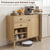 31" sideboard cabinet in natural finish with 2 drawers and open compartments, ideal for dining or living room storage.