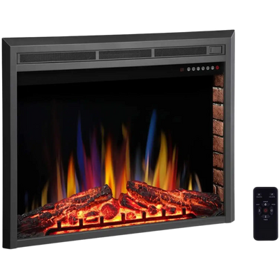 RW Flame 939A 750W-1500W 39 Inch Recessed Freestanding Electric Fireplace Insert With Remote Black New