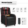 Massage Racing Gaming Single Recliner Chair in red with adjustable backrest, lumbar massage, and extending footrest for.