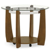 32" round coffee table featuring a solid rubber wood frame and tempered glass top, perfect for stylish storage in any.
