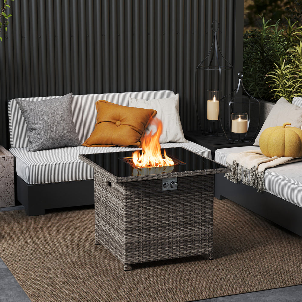 32.5 Inch Propane Fire Pit Table 5000 BTU with Tempered Glass Tabletop-Gray - Gallery View 1 of 10