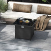 Black 32.5-inch propane fire pit table with tempered glass top, perfect as a coffee table for outdoor warmth.