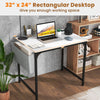 32" x 24" white computer desk with charging station, sturdy metal frame, and extra storage bag for home office use.