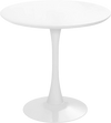 32-inch modern tulip round dining table with MDF top in white, perfect for small spaces and accommodating up to 4.