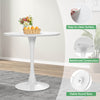 32-inch modern tulip round dining table with white MDF top, sturdy metal base, ideal for small spaces and easy to clean.