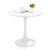 32-inch modern tulip round dining table with a white MDF top, suitable for dining or leisure in small spaces.