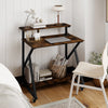 32 Inch Rolling Computer Desk for Small Spaces with Power Outlets-Rustic Brown - Gallery View 1 of 11