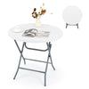 32-inch round folding table with a thick HDPE tabletop, ideal for picnics and outdoor activities, featuring a sturdy.