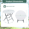32-inch round folding table with thick HDPE tabletop, heavy-duty metal frame, and 220 lbs capacity for outdoor picnics.