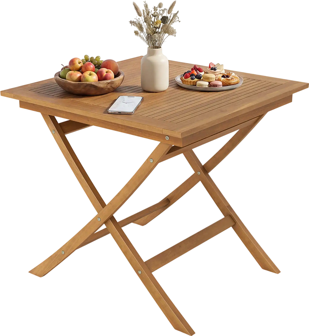 32-Inch Square Solid Teak Wood Patio Dining Table for 4