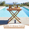 32-inch square solid teak wood patio dining table with stable X-brace frame, ideal for outdoor dining for 4.