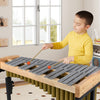 32-note aluminum xylophone with rubber wood base, featuring adjustable height and resonance tubes for clear sound.