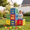 Oversized 32-piece waffle block set in vibrant colors with 10 ocean balls, perfect for creative outdoor play.