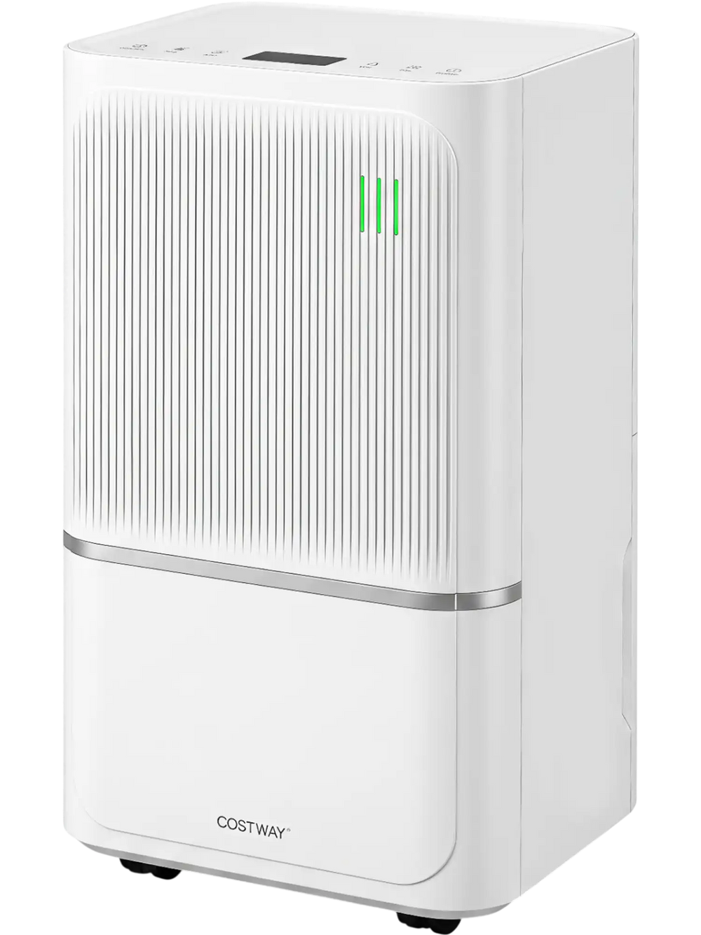 32 Pint dehumidifier in white with intelligent control, LED display, and low noise for effective home humidity management.