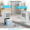 32 Pint dehumidifier with manual and continuous drainage options, featuring a sleek design for home use.