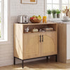 32" Sideboard Buffet Cabinet with 2 Natural Rattan Decorated Doors and Adjustable Shelf-Natural - Gallery View 1 of 10