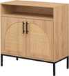 32" sideboard buffet cabinet with natural rattan doors, adjustable shelf, and metal legs for stylish storage in any.
