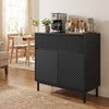 Black 32" wide buffet cabinet with a sleek design, featuring a smooth top surface ideal for displaying kitchen.