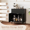 32" wide black buffet cabinet with 2 doors and 1 drawer, ideal for organizing kitchenware and home appliances.