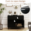 Black 32" wide buffet cabinet featuring a push-to-open design with two doors and one drawer for kitchen storage.