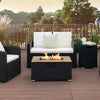 32 x 20 Inch Propane Rattan Fire Pit Table Set with Side Table Tank and Cover-Black - Gallery View 1 of 10