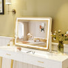 Large 32 x 22 inch makeup vanity mirror with 3-color lighting mode, featuring touch control and a 10X magnifying mirror.