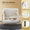 Large 32 x 22 inch makeup vanity mirror with 3-color lighting mode, 360° rotation, and sturdy anti-slip base.
