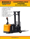 Ekko EK14 Counterbalance Walkie Stacker 118" Lift Height 3300 lbs. Capacity New