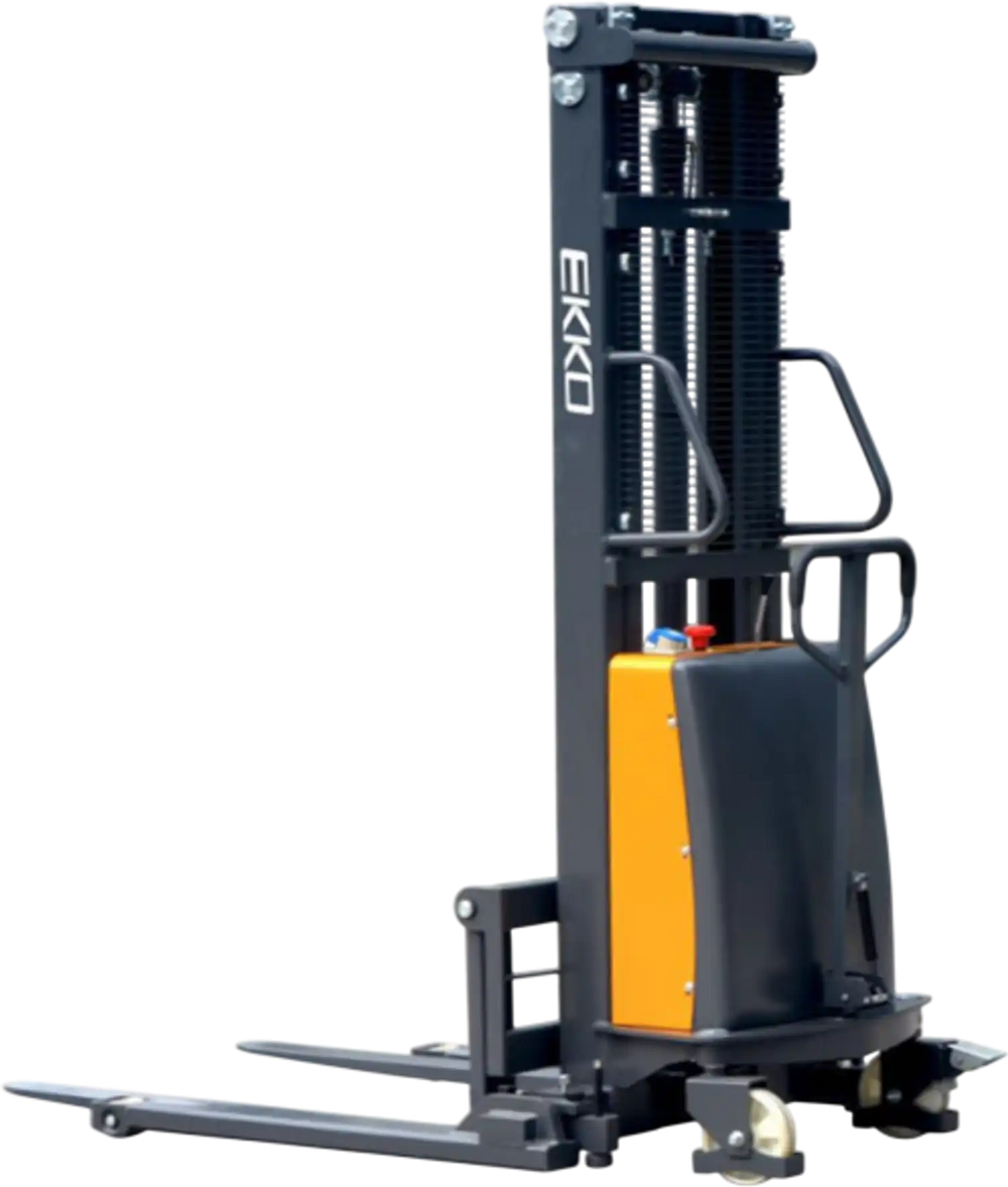EKKO EA15B Semi-Electric Straddle Stacker 3300lbs. Cap., 119.4" Height