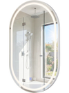 Oval 32x20" LED bathroom mirror with front and backlight, featuring touch control and stepless dimming for personalized lighting.