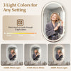 32x20" oval LED bathroom mirror with front and backlight, featuring touch control and three light colors for versatile use.