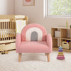Kids armchair in pink teddy fleece with ergonomic backrest and armrests, perfect for nurseries and playrooms.