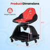 Red garage mechanic stool with backrest, 330 lbs capacity, 6 wheels, and tool tray for easy mobility and storage.