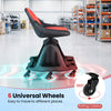 Garage mechanic stool with backrest, 330 lbs capacity, features 6 universal wheels and tool tray for easy mobility.