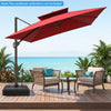 Weighted cantilever umbrella base in black with wheels, designed for 13 FT umbrellas, ideal for outdoor stability.