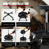 Pneumatic rolling mechanic stool with padded seat, 330 lbs capacity, featuring tool tray and adjustable height from 16.