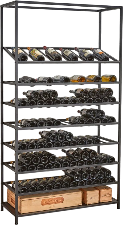 Wine Enthusiast Iron Wine Rack 150-Bottle Capacity with Display Shelf New