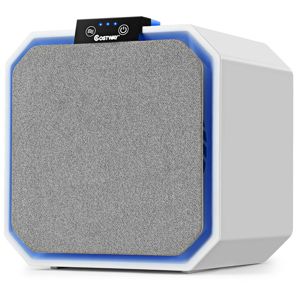Desktop HEPA air purifier with dust sensor and air quality indicator, designed for efficient air purification in.
